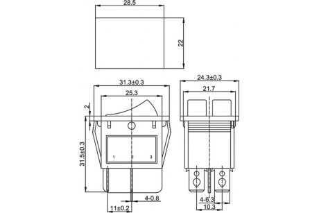 Купить Выключатель клавишный 250V/15A двойной красный  REXANT фото №5