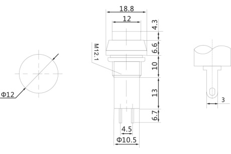 Купить Выключатель кнопка  250V/1A  on-off красная  REXANT фото №2