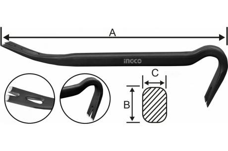 Купить Лом-гвоздодер 900 мм INGCO HWBA01362 INDUSTRIAL фото №2